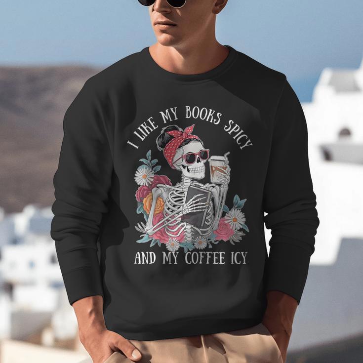I Like My Books Spicy And My Coffee ICY Skeleton Women Unisex Sweatshirt I Like My Books Spicy And My Coffee ICY Skeleton Women Unisex Sweatshirt