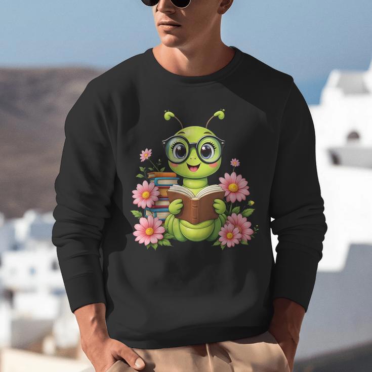 Bookworm Costume Kawaii Reading Worm For World Book Day Unisex Sweatshirt