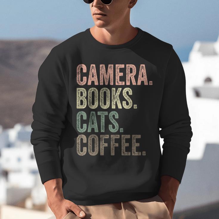 Camera Books Cats And Coffee Lover Photography Men Women Unisex Sweatshirt