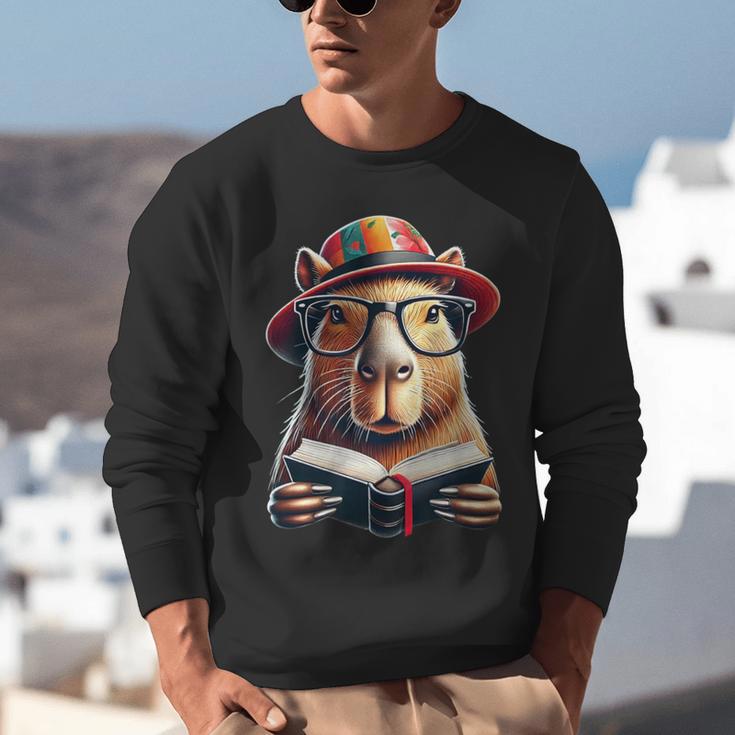 Capybara Bookworm Rodent Reading a Book Unisex Sweatshirt
