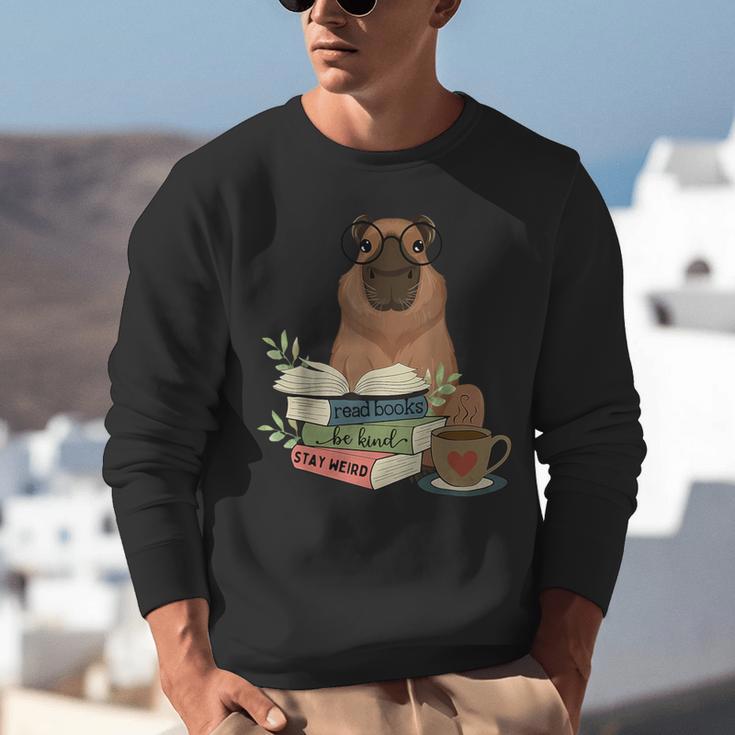 Capybara Glasses Reading Books Capybara Nerd Bookworm Unisex Sweatshirt