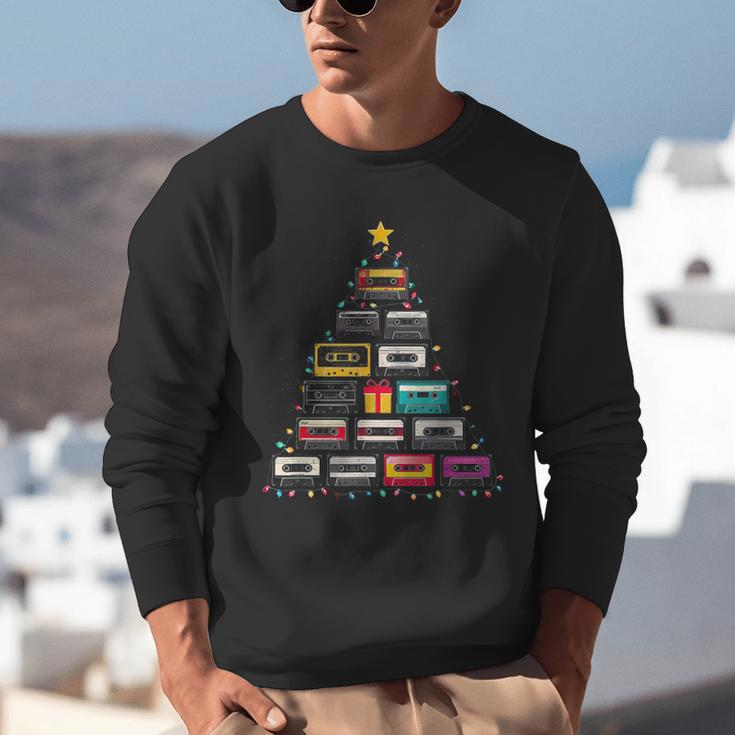 Cassette Tape Christmas Tree Graphic 80s 90s Retro Nostalgia Unisex Sweatshirt