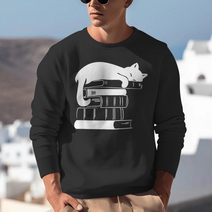 Cat Book Books And Cats Cat Lover Cat Mom Book Lovers Unisex Sweatshirt
