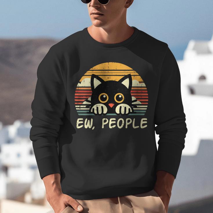 Cat Eww People Introvert Meme Women Men Kids Unisex Sweatshirt