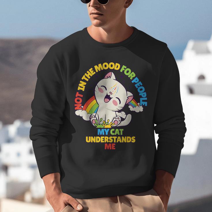 Cat Mom Loves Cats Dad Not In The Mood For People Introvert Unisex Sweatshirt