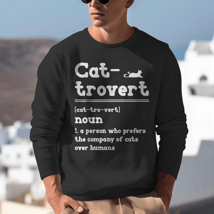 Cat-Trovert Definition Cat Introvert Pet Lover Unisex Sweatshirt