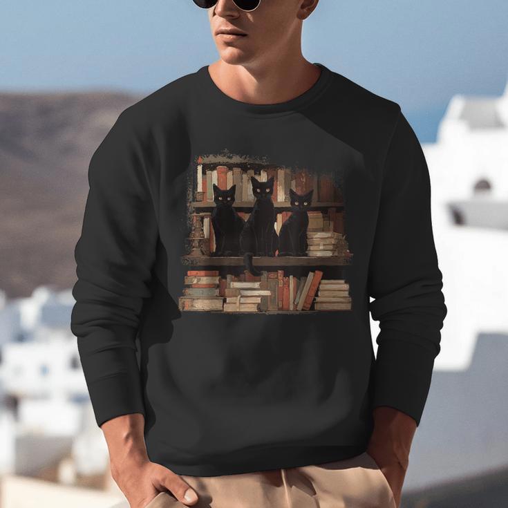 Cats Antique Books Academia Library Aesthetic Bookworm Unisex Sweatshirt