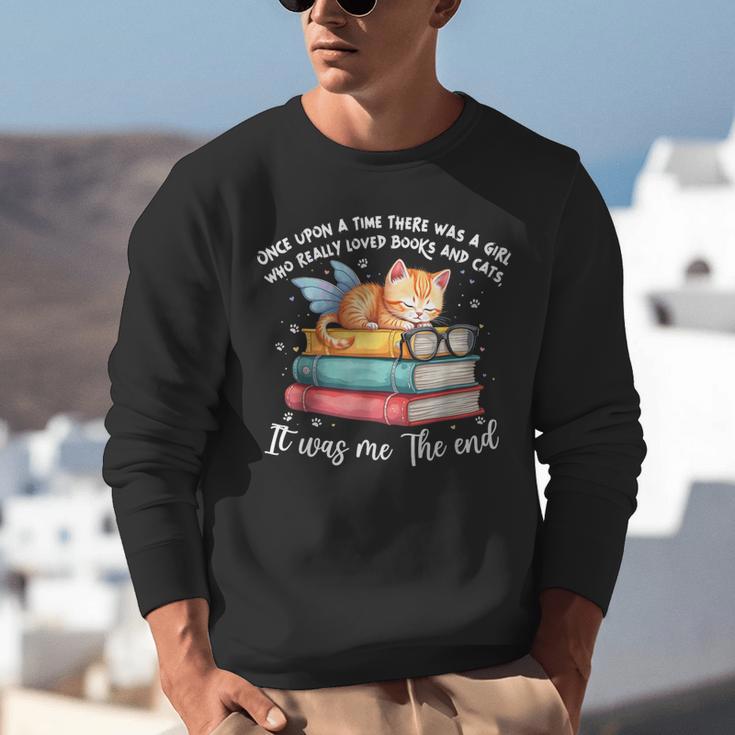 Cats And Books Easily Distracted By Book & Cat Lover Men Women Kids Unisex Sweatshirt