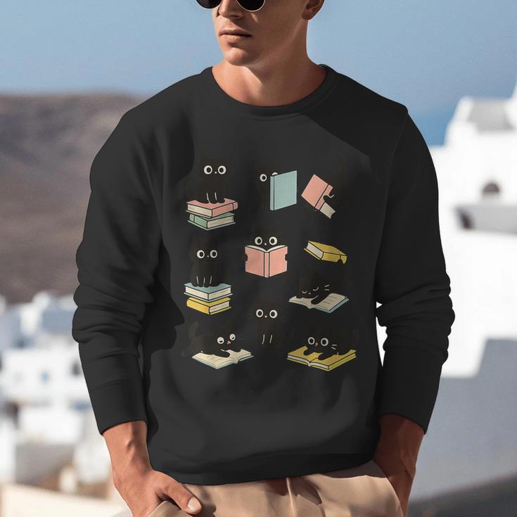 Cats Reading Books Cat Lover Unisex Sweatshirt