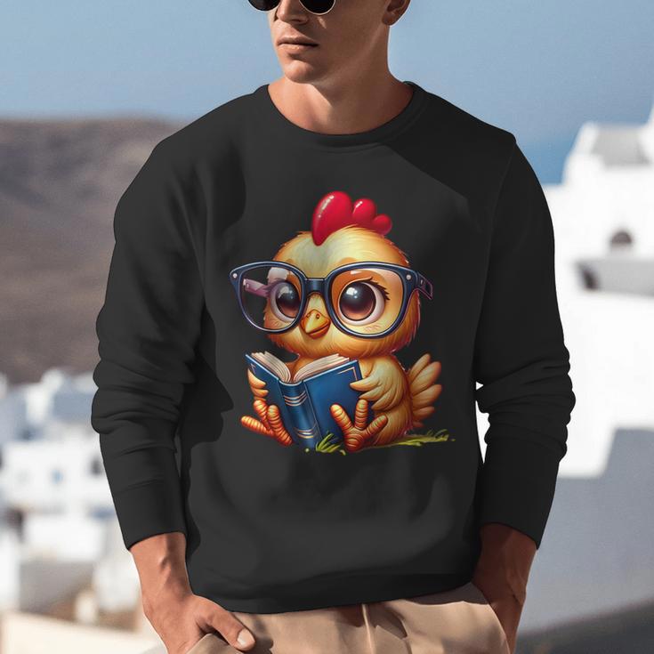 Chicken Reading a Book Farm Animal Chick Unisex Sweatshirt Chicken Reading a Book Farm Animal Chick Unisex Sweatshirt