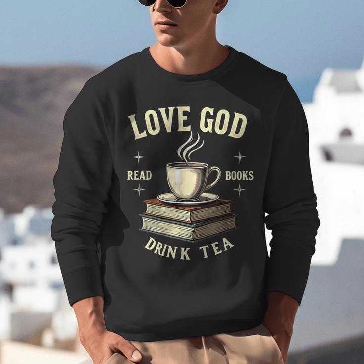 Christian Bookworm Love God Read Books Drink Tea Unisex Sweatshirt