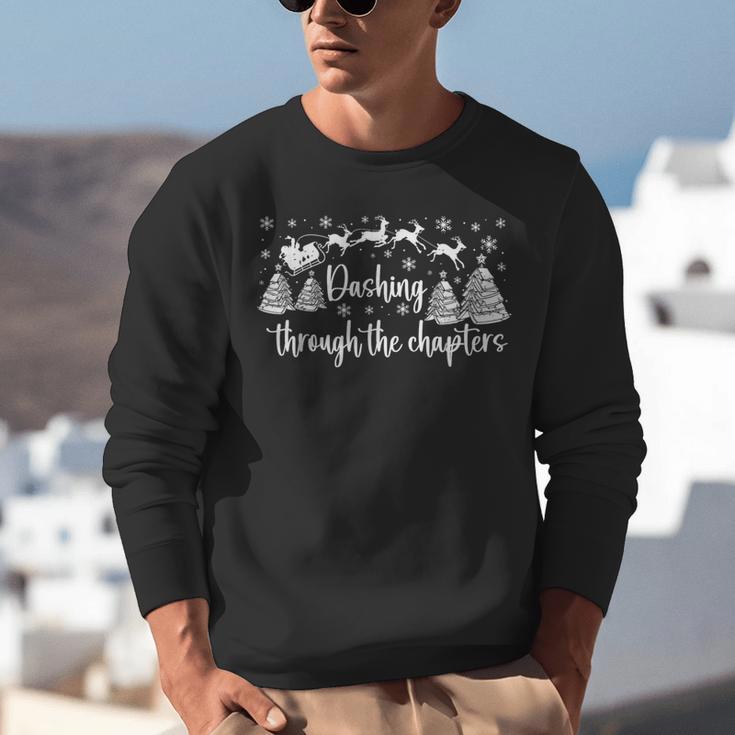 Christmas Book Lover Santa Dashing Through One More Chapter Unisex Sweatshirt