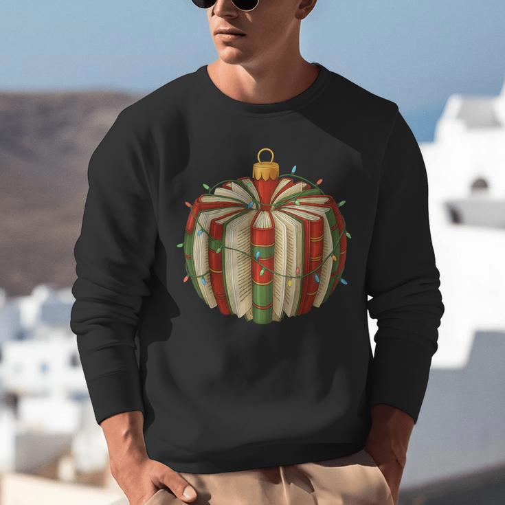 Christmas Book Ornament Lights Holiday Reading Lover Teacher Unisex Sweatshirt