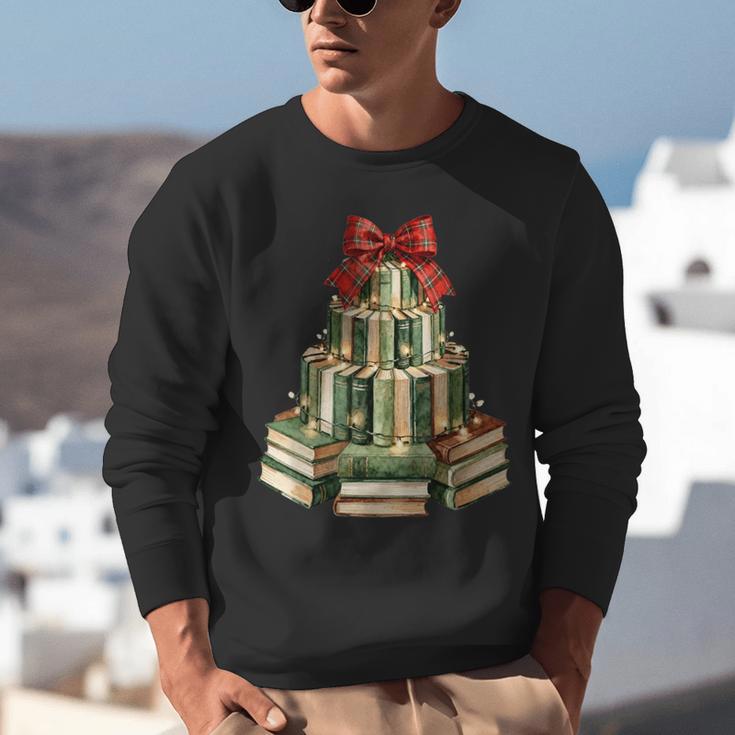 Christmas Book Tree Coquette Bow Xmas Reading Librarian Girl Unisex Sweatshirt
