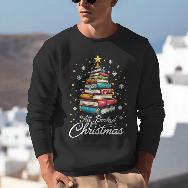 Christmas Book Tree Shirt Book Lover Librarian All Booked For Christmas Women's Christmas Book Lover Librarian Unisex Sweatshirt