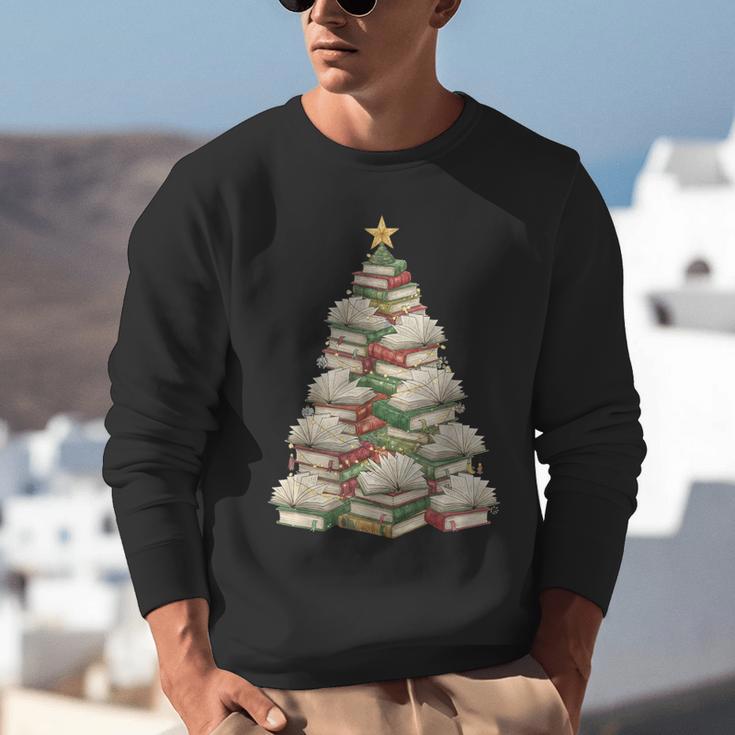 Christmas Book Tree Teacher Book Lover Xmas Librarian Unisex Sweatshirt
