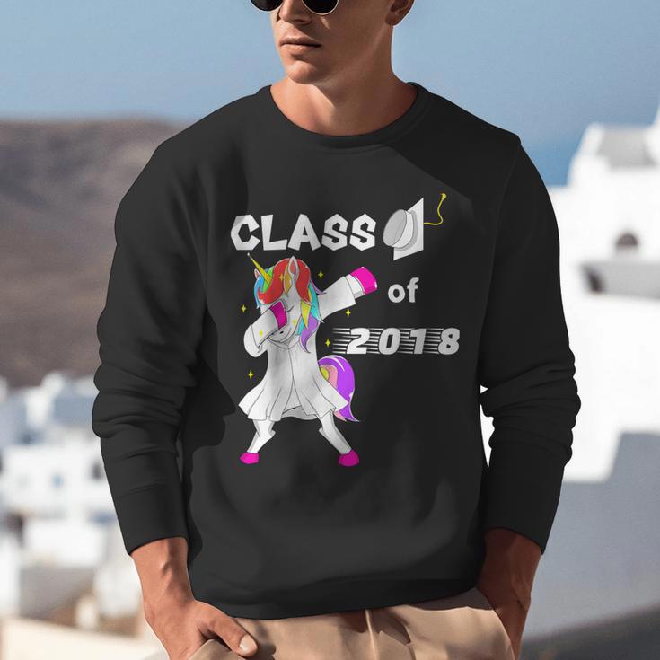 Class Of 2018 Graduation Him Her Unicorn Dabbing Shirt Unisex Sweatshirt