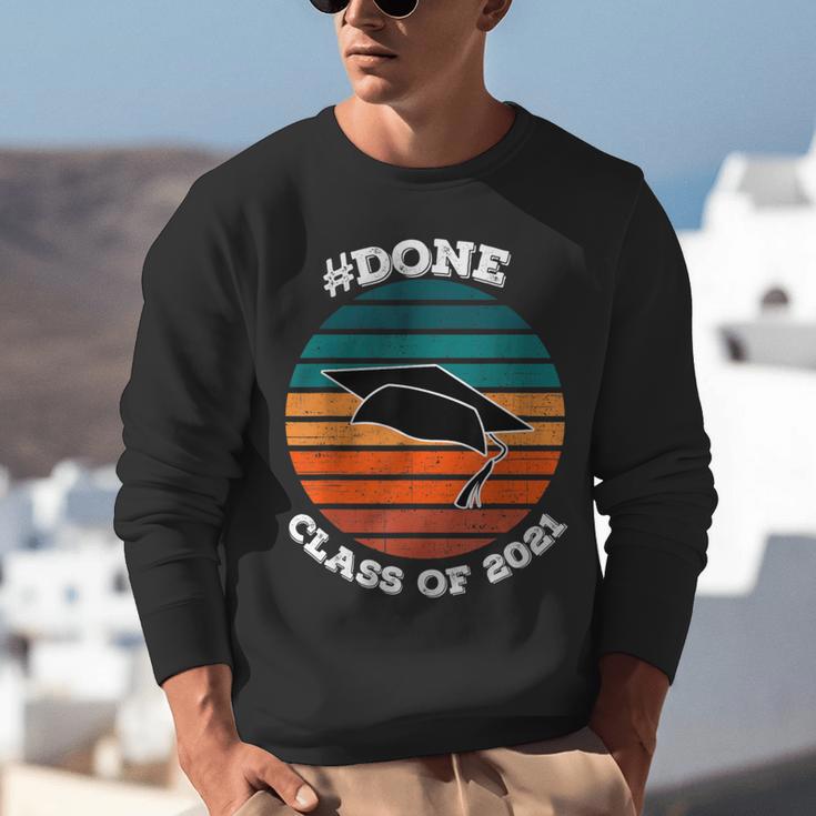 Class Of 2021 Done Senior Graduation Retro Sunset Unisex Sweatshirt