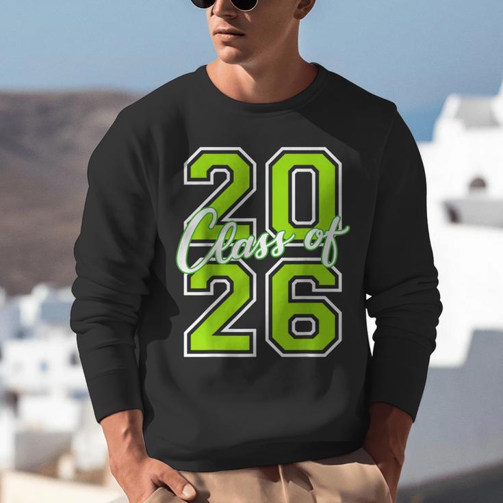 Class Of 2026 Graduation Varsity Lime Green Letters Unisex Sweatshirt