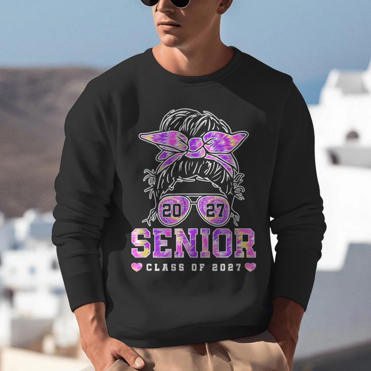 Class Of 2027 Senior Coquette Bow Messy Hair 26 Graduation Unisex Sweatshirt