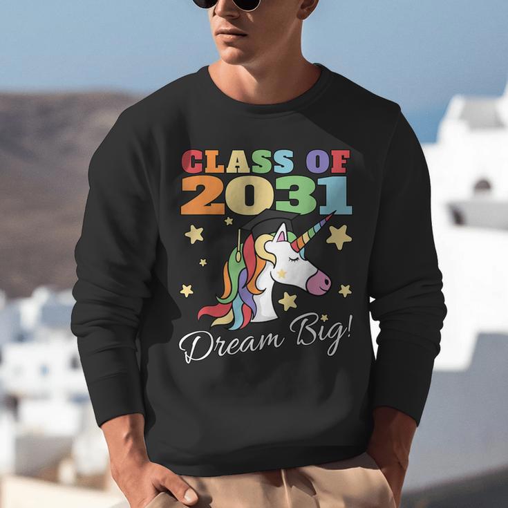 Class Of 2031 Magical Unicorn Graduation Cap Unisex Sweatshirt