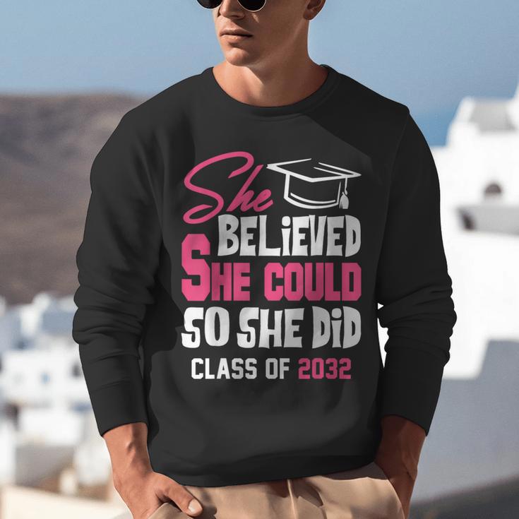Class Of 2032 She Believed She Could Kids Graduation T-Shirt Unisex Sweatshirt