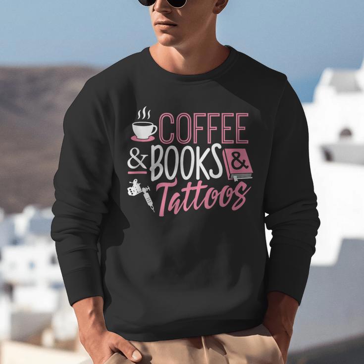Coffee Lover Shirt Coffee And Books And Tattoos Men Women Unisex Sweatshirt