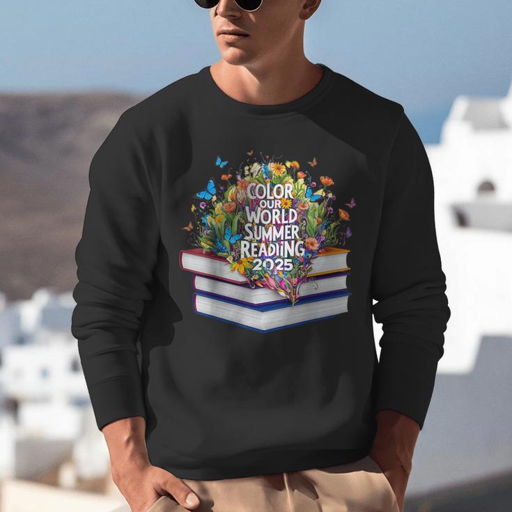 Color Our World Summer Reading 2025 Cute Book Wildflowers Unisex Sweatshirt