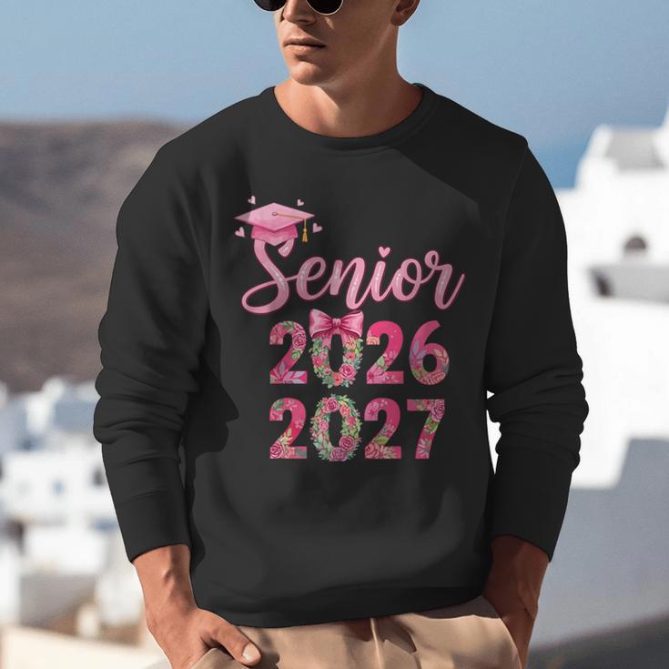 Coquette Pink Bow Flowers Senior 2026 2027 Graduation Unisex Sweatshirt