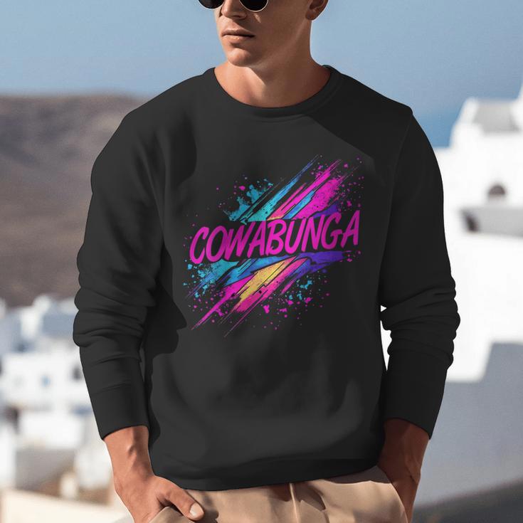 Cowabunga Retro 80s 90s Nostalgia Slang Neon Grunge Art Unisex Sweatshirt