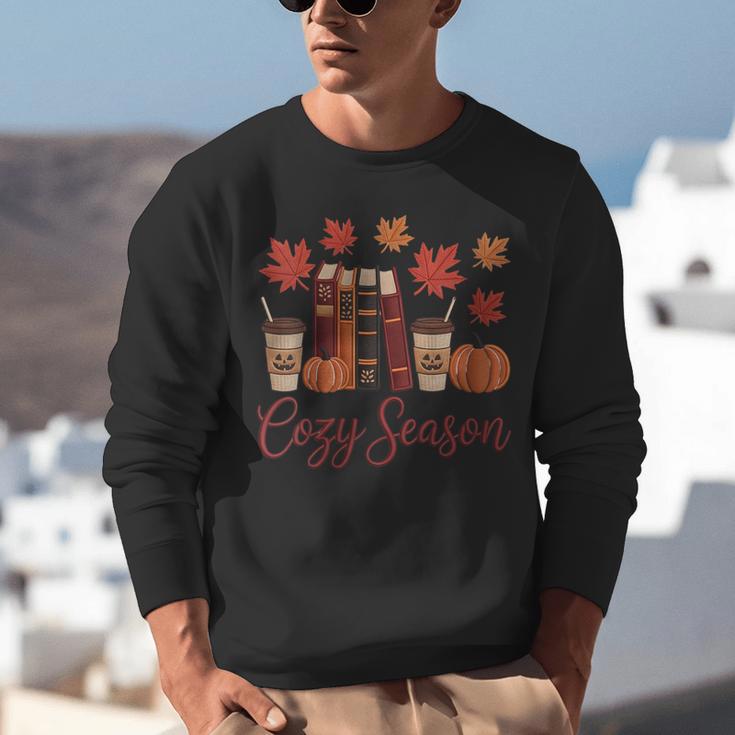 Cozy Season Autumn Leaves Books Pumpkins Fall Halloween Unisex Sweatshirt