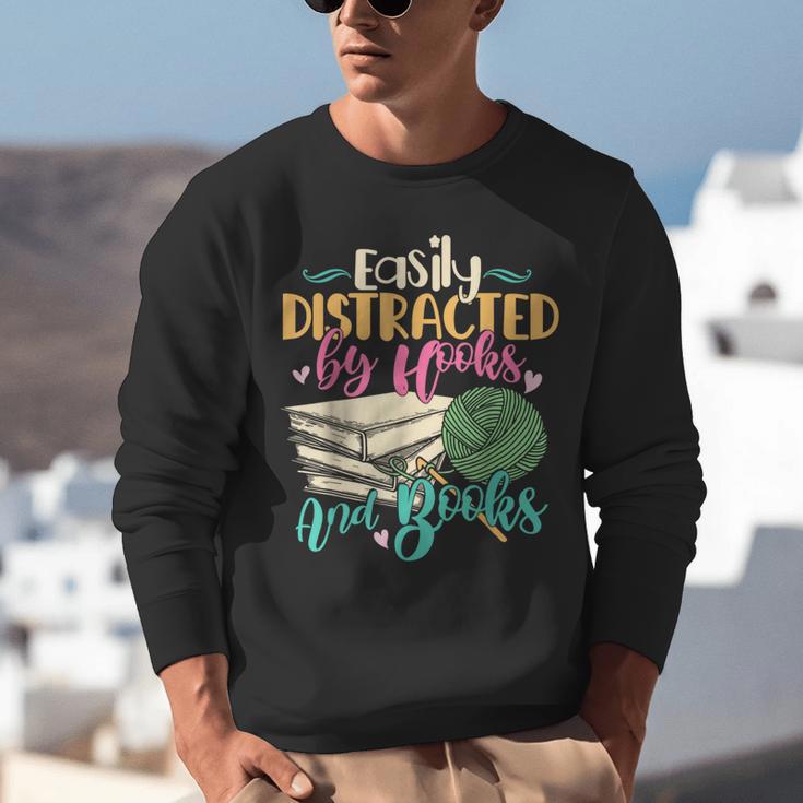 Crochet And Reading Crocheter Bookish Crocheting Book Lover Unisex Sweatshirt