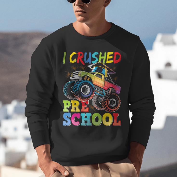 I Crushed Pre-K Monster Truck Graduation Preschool Grad 2025 Unisex Sweatshirt