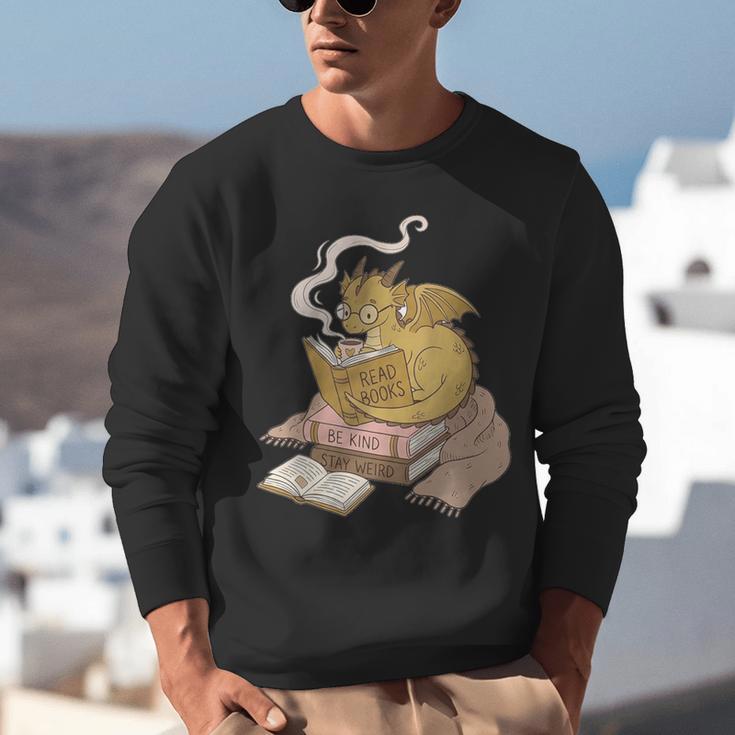 Cute Dragon Be Kind Stay Weird Read Books Unisex Sweatshirt