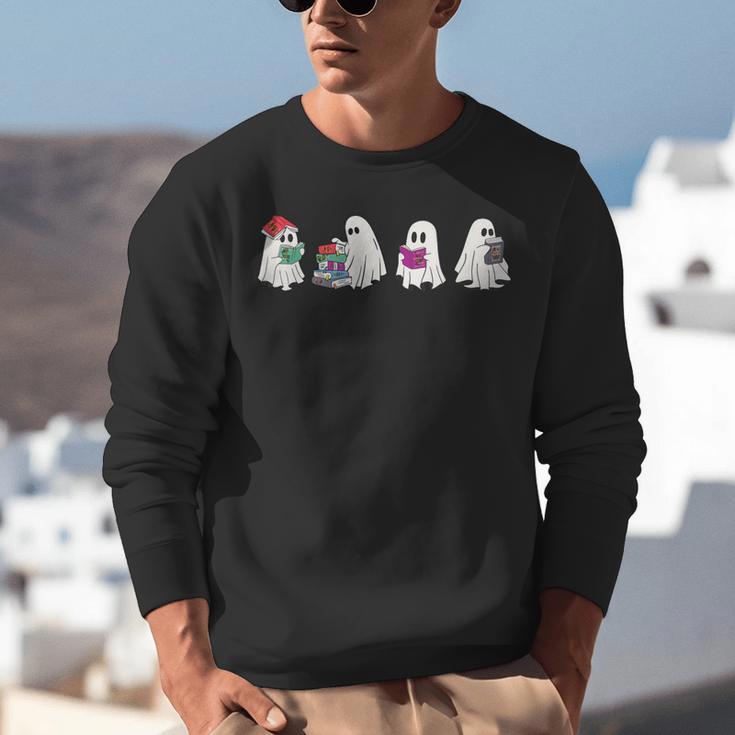 Cute Ghosts Reading Books Lover Spooky Season Halloween Unisex Sweatshirt