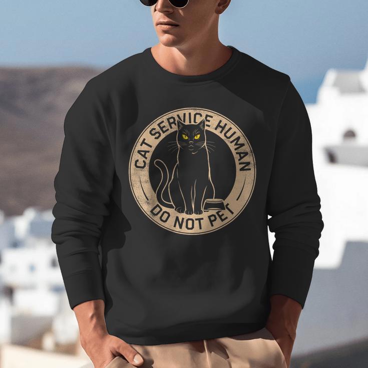 Cute Introvert Cat Service Human Do Not Pet Cat Joke Unisex Sweatshirt