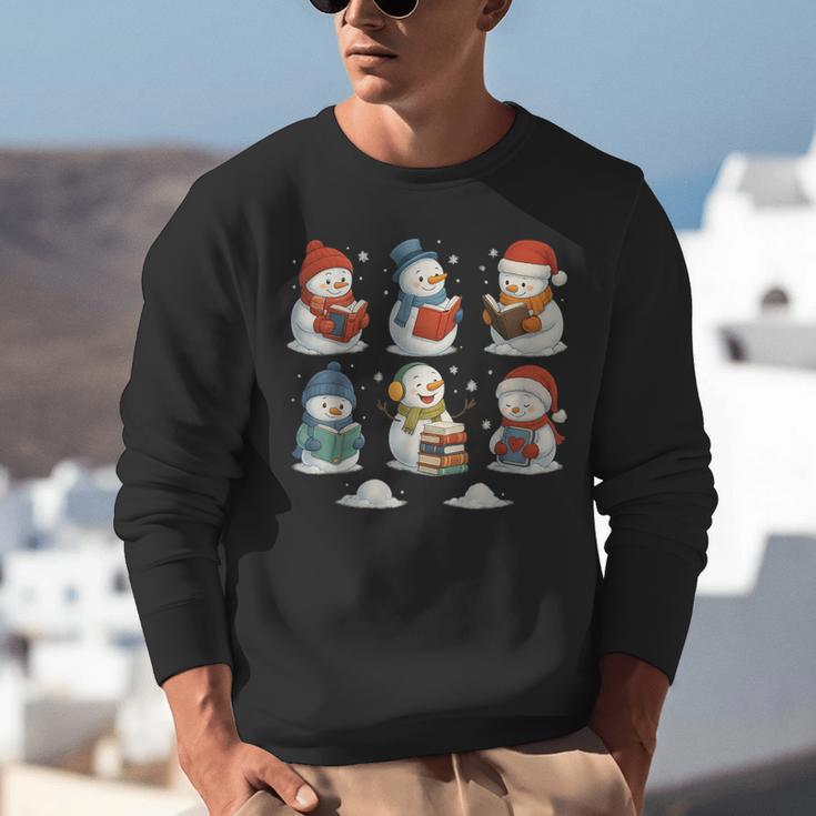 Cute Snowman Reading Books Christmas Winter Book Lover Unisex Sweatshirt Cute Snowman Reading Books Christmas Winter Book Lover Unisex Sweatshirt