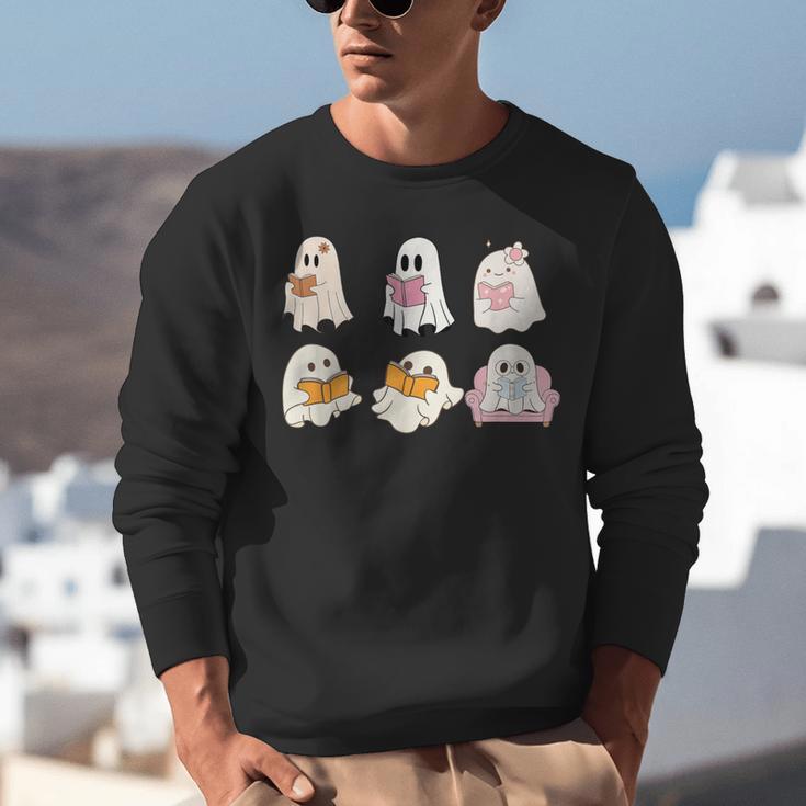 Cute Spooky Reading Book Halloween Fall Ghost Autumn Unisex Sweatshirt