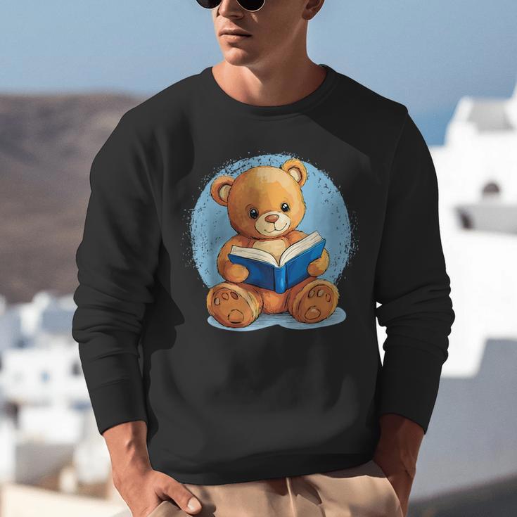 Cute Teddy Bear Reading Book Fun Unisex Sweatshirt Cute Teddy Bear Reading Book Fun Unisex Sweatshirt