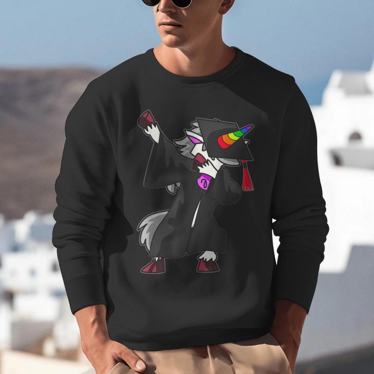 Dabbing Unicorn Cap And Gown Graduate 2021 Graduation Day Unisex Sweatshirt