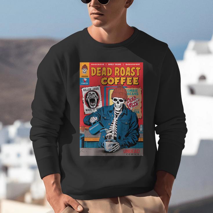 Dead Roast Coffee Comic Book Cover Style Skeleton Barista Unisex Sweatshirt