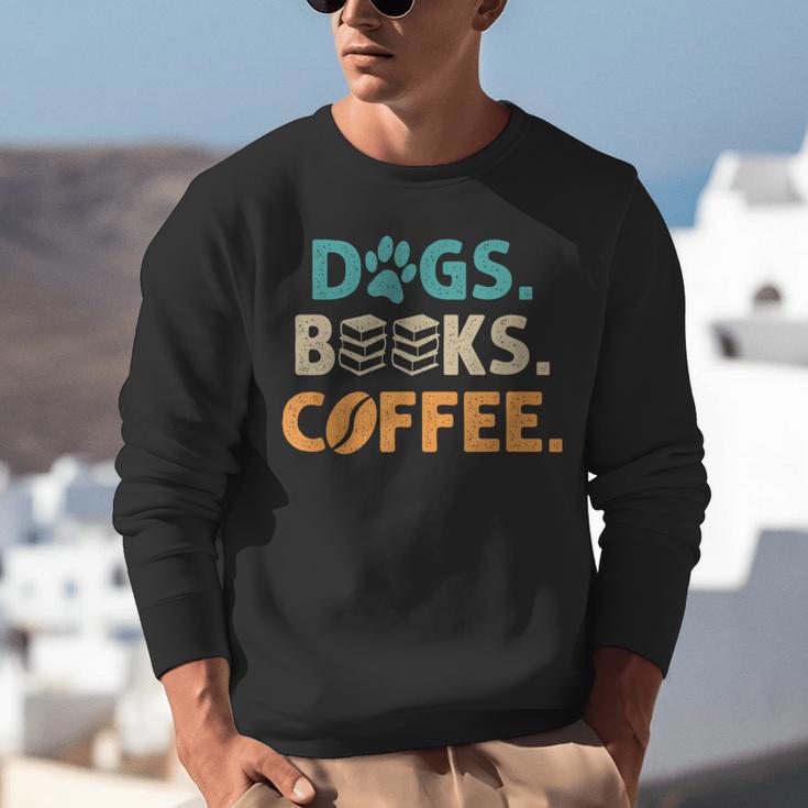 Dogs Books Coffee Reading Book Lover Unisex Sweatshirt Dogs Books Coffee Reading Book Lover Unisex Sweatshirt