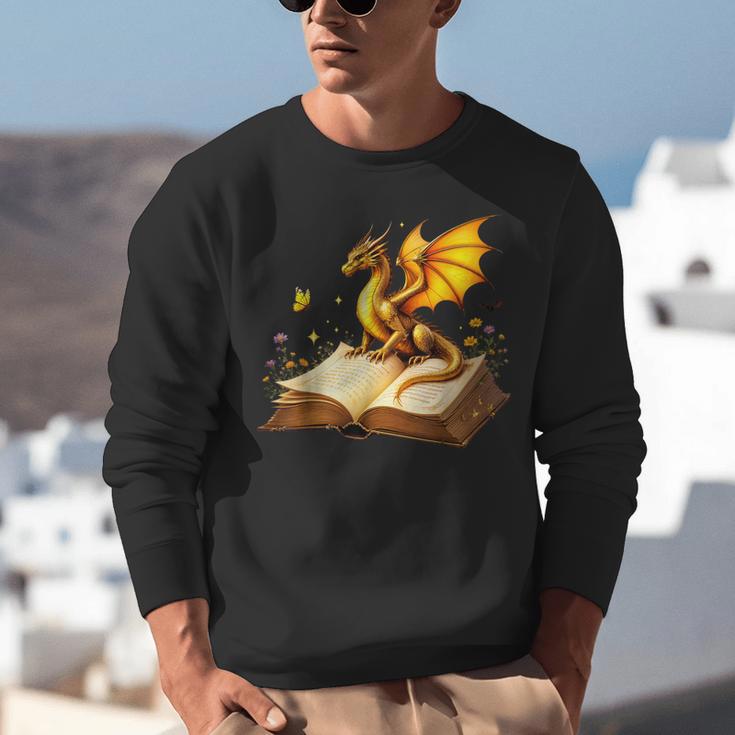 Dragon Fantasy Book Lover Bookish Reader Bookworm Wildflower Unisex Sweatshirt