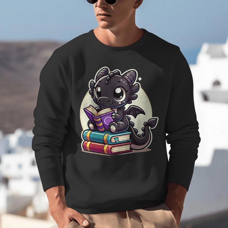 Dragon Reading A Book Cute Bookworm Book Lover Unisex Sweatshirt
