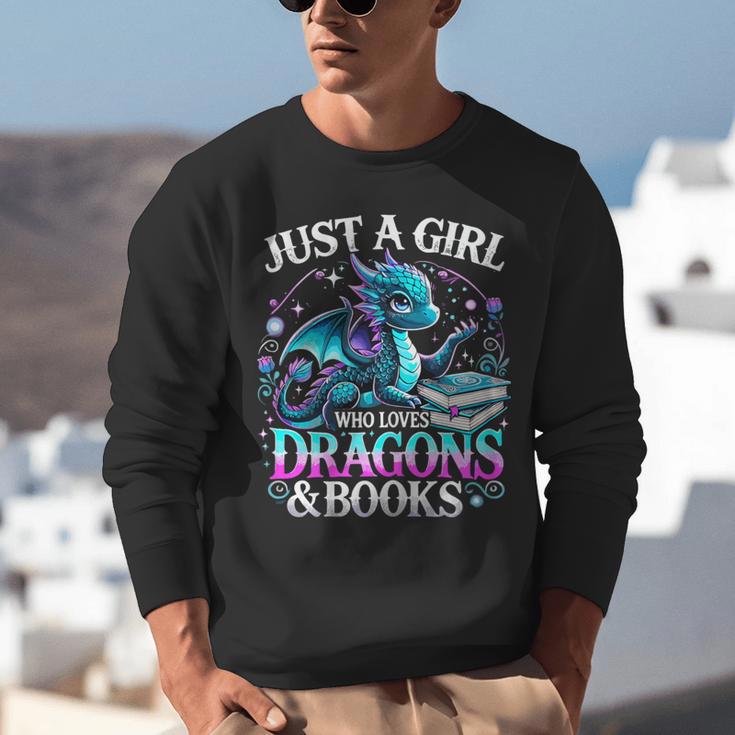 Dragon Reading Just A Girl Who Loves Dragons And Books Unisex Sweatshirt