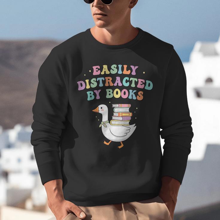 Easily Distracted By Books Silly-Goose Bookish Library Read Unisex Sweatshirt Easily Distracted By Books Silly-Goose Bookish Library Read Unisex Sweatshirt