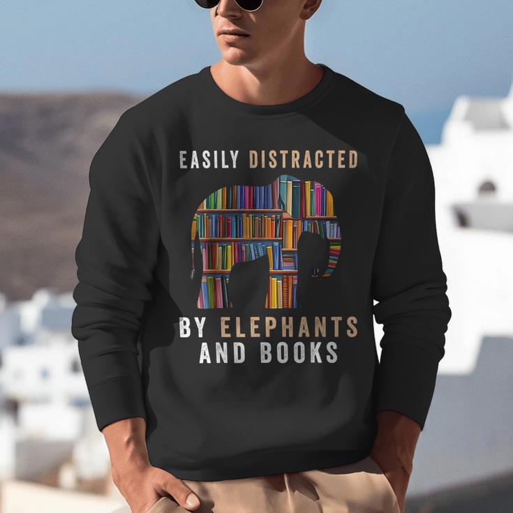 Easily Distracted By Elephants And Books Elephant Unisex Sweatshirt