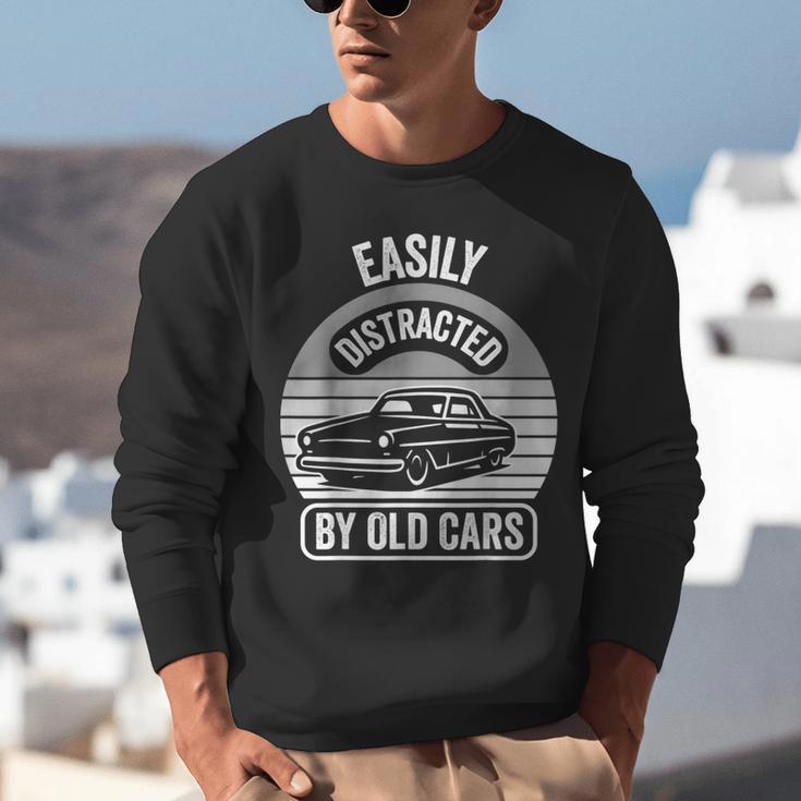 Easily Distracted By Old Cars Graphic Nostalgia Unisex Sweatshirt