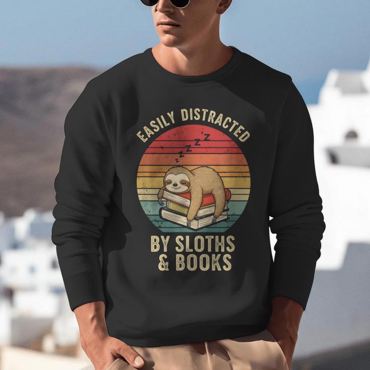 Easily Distracted By Sloths And Books Unisex Sweatshirt