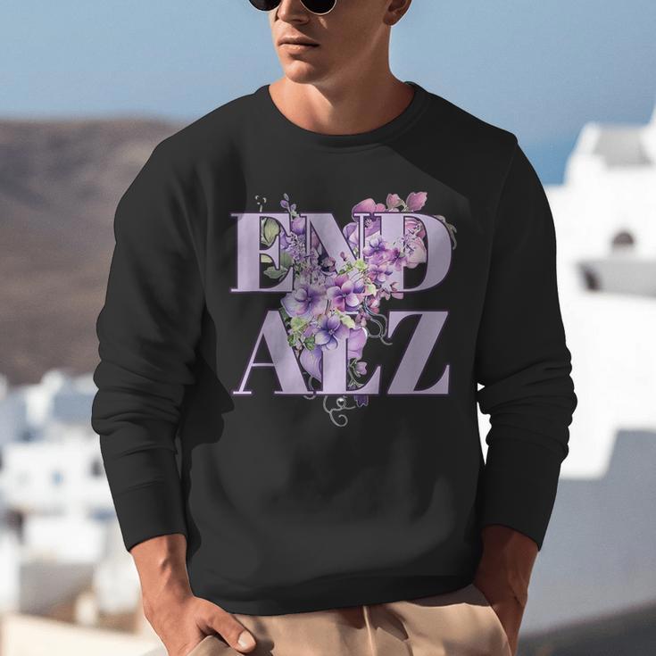 End ALZ Floral Dementia Memory Loss Alzheimer Awareness Unisex Sweatshirt